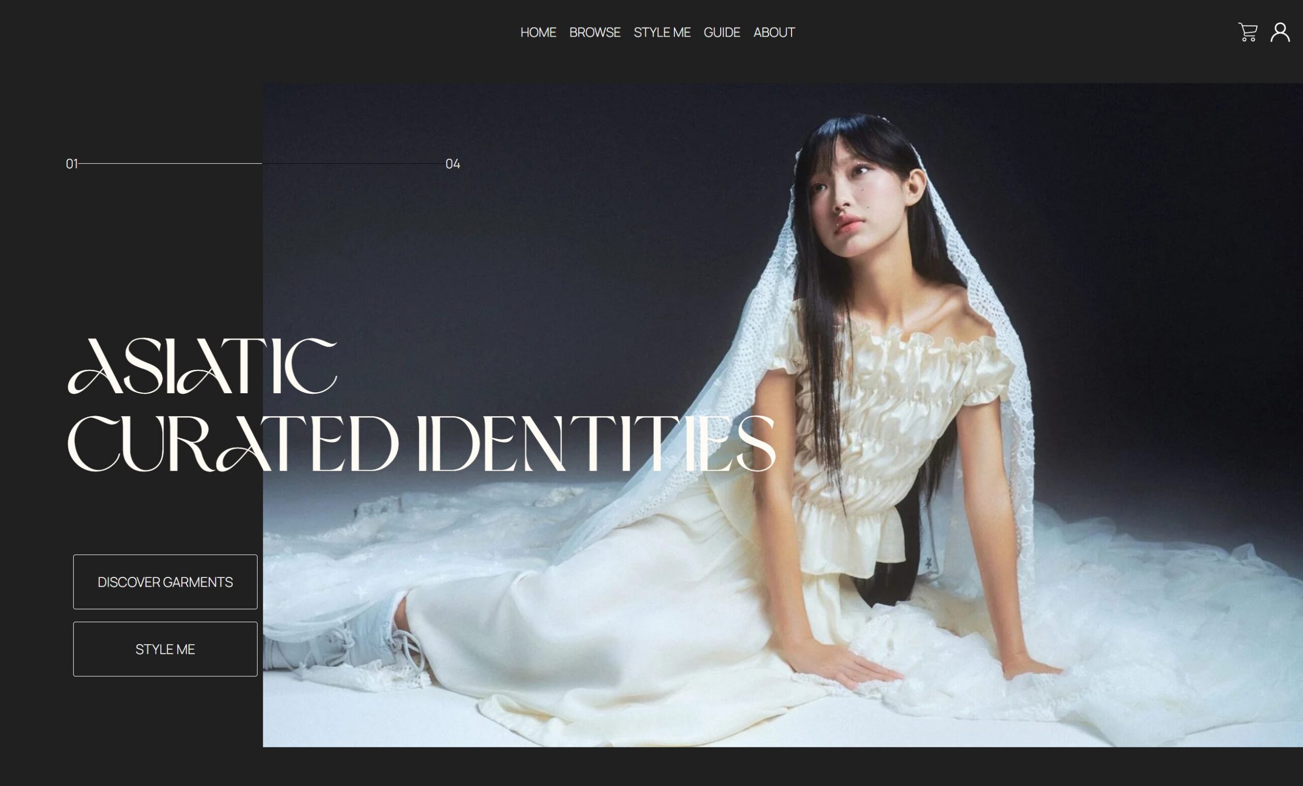 Fashion brand website with dark editorial photography and refined serif type